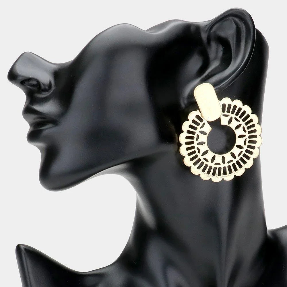 Gold Abstract Metal Earrings - Jewelry Store by Erik Rayo