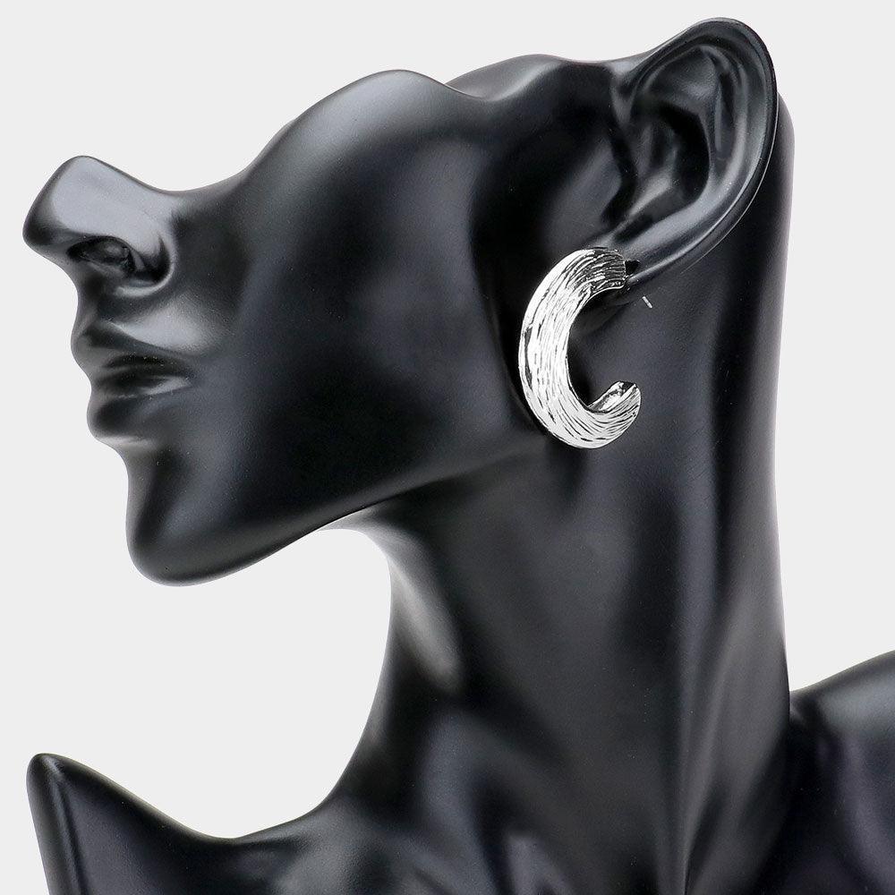 Textured Half Hoop Earrings - Jewelry Store by Erik Rayo