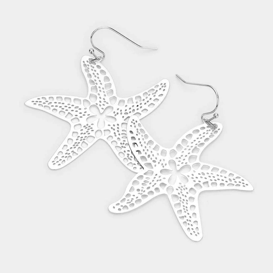 Cut Out Brass Metal Starfish Dangle Earrings - Jewelry Store by Erik Rayo