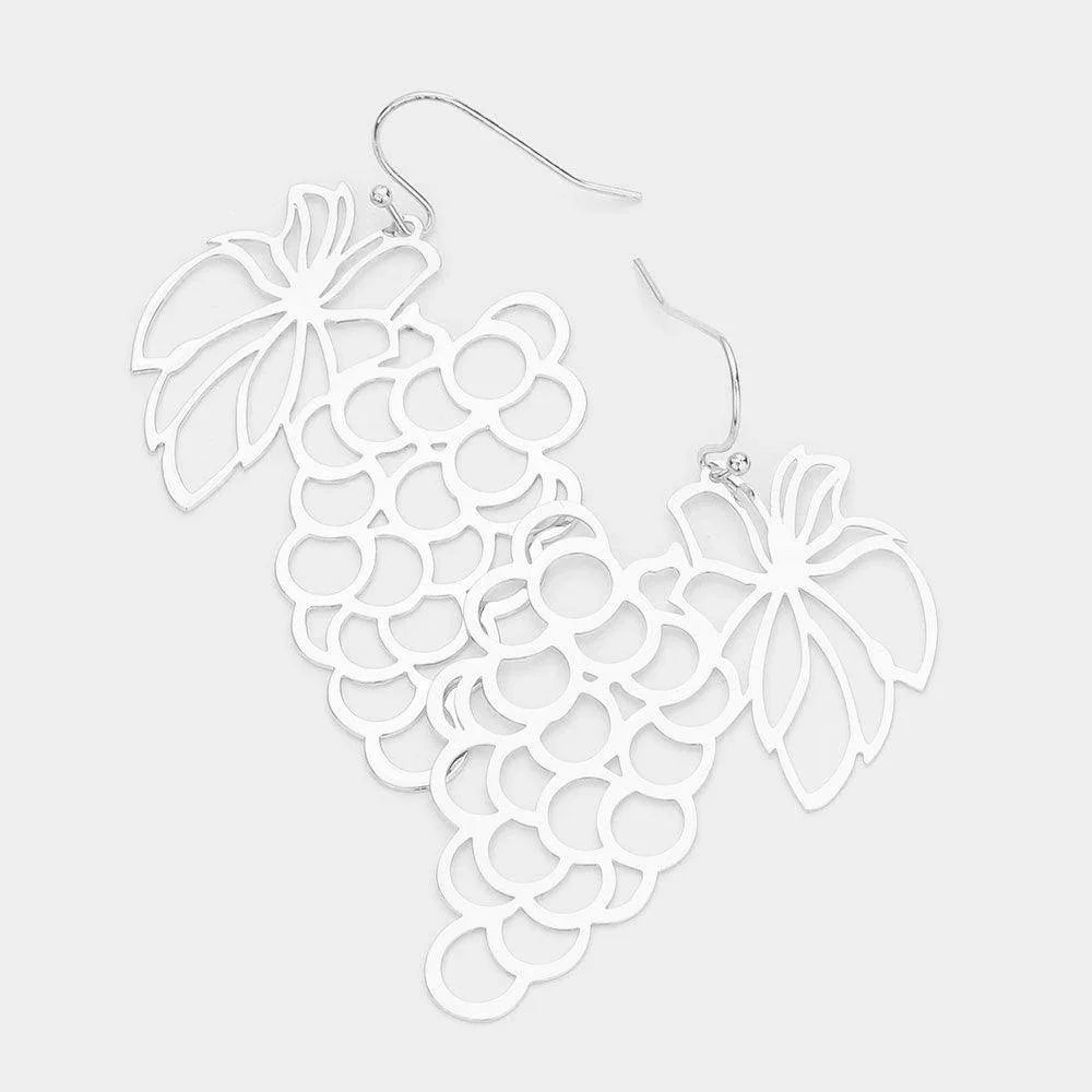 Cut Out Brass Metal Grape Dangle Earrings - Jewelry Store by Erik Rayo