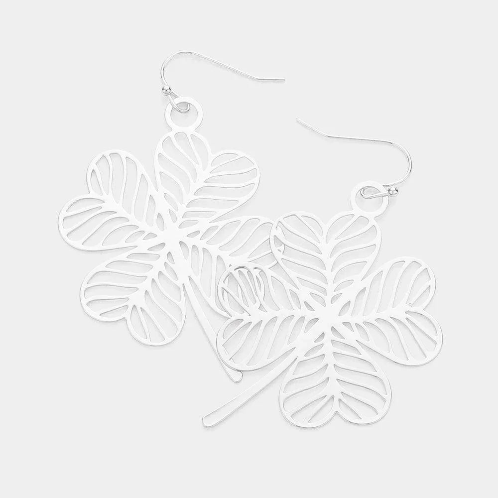 Cut Out Brass Metal Clover Dangle Earrings - Jewelry Store by Erik Rayo