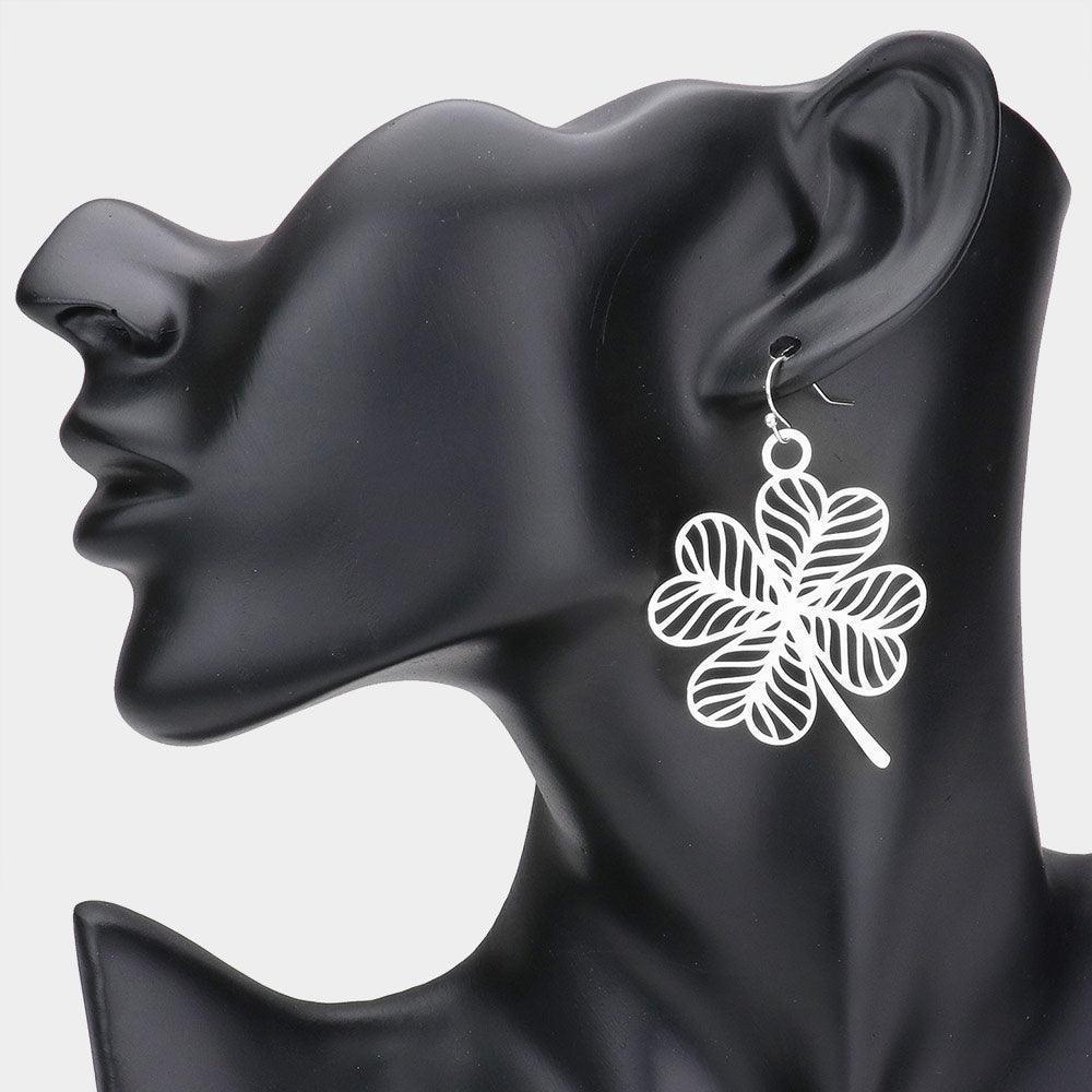 Cut Out Brass Metal Clover Dangle Earrings - Jewelry Store by Erik Rayo