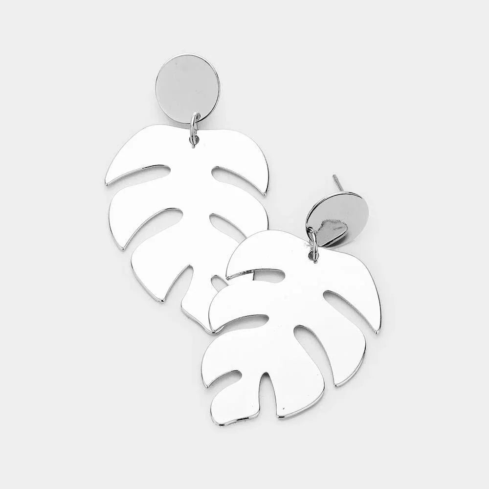 Tropical Leave Metal Earrings - Jewelry Store by Erik Rayo