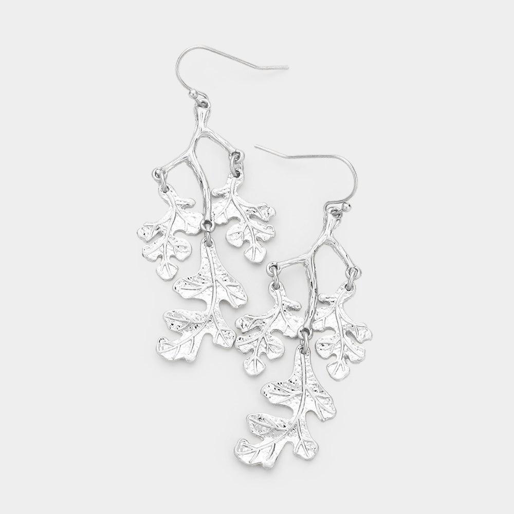 Silver Textured Metal Lead Dangle Earrings - Jewelry Store by Erik Rayo