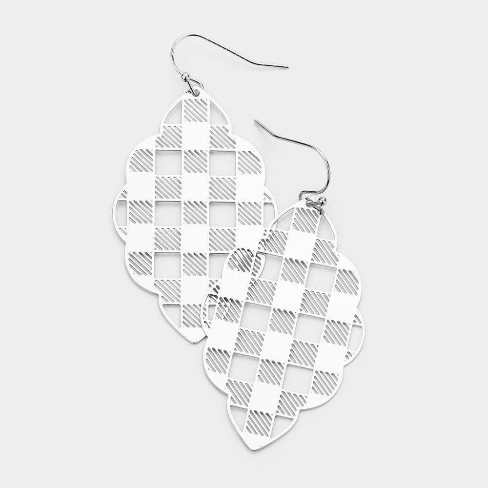 Slash Pattern Detail Metal Leaf Earrings - Jewelry Store by Erik Rayo