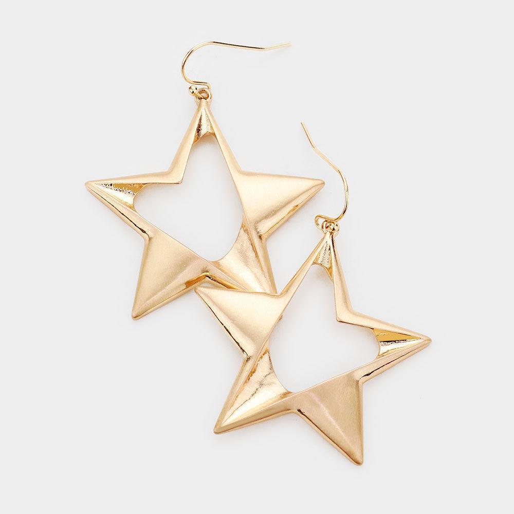 Gold Cut Out Metal Star Earrings - Jewelry Store by Erik Rayo
