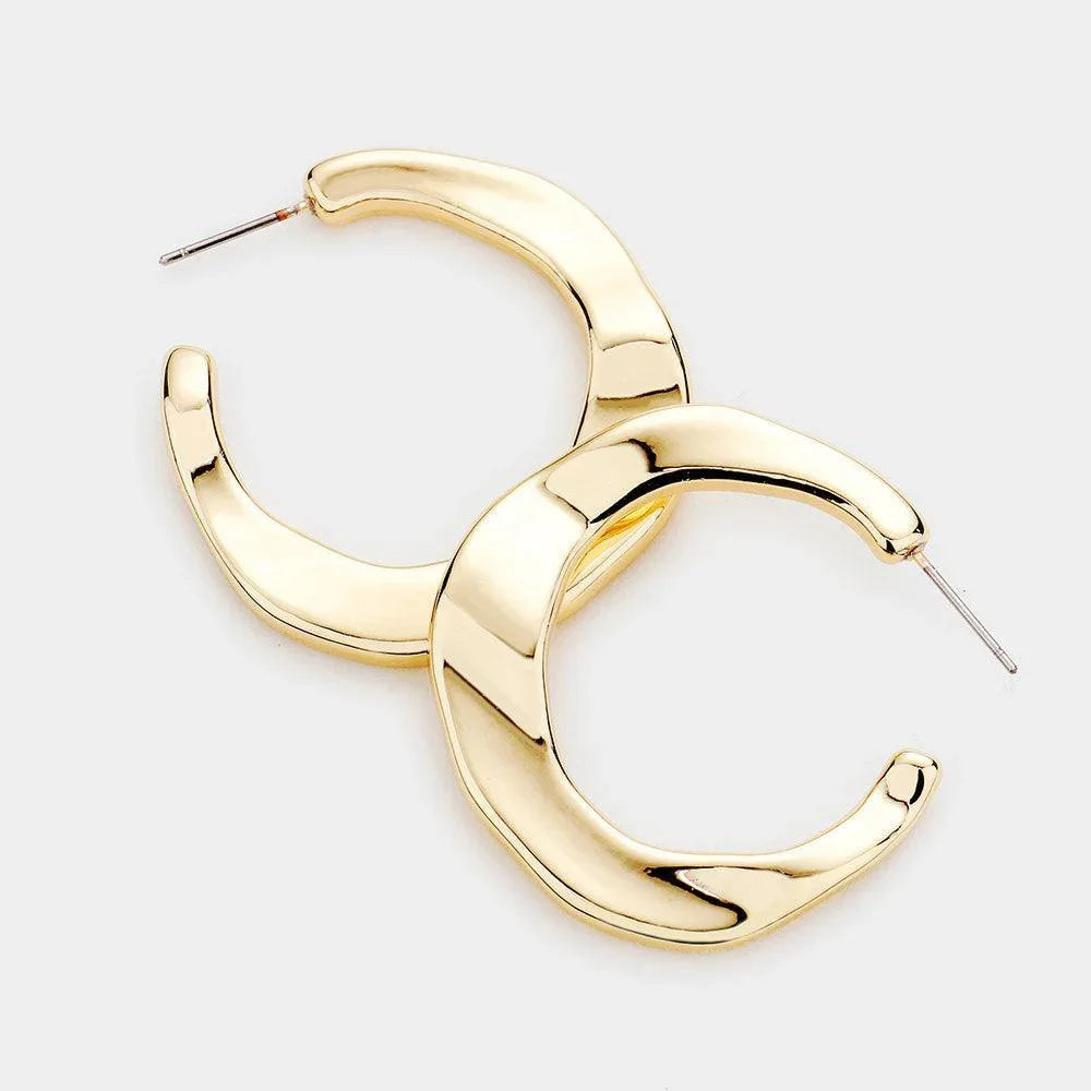Gold Abstract Metal Half Hoop Earrings - Jewelry Store by Erik Rayo