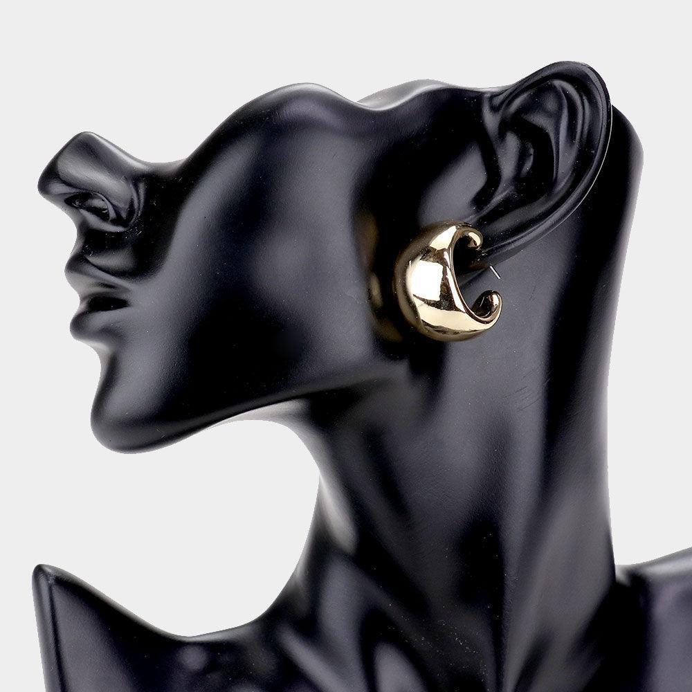 Gold Bold Metal Half Hoop Earrings - Jewelry Store by Erik Rayo