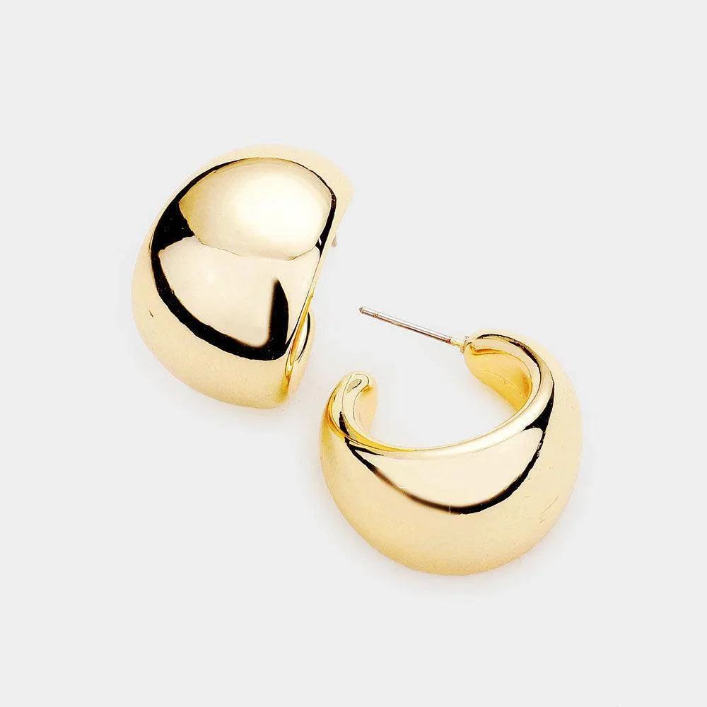Gold Bold Metal Half Hoop Earrings - Jewelry Store by Erik Rayo