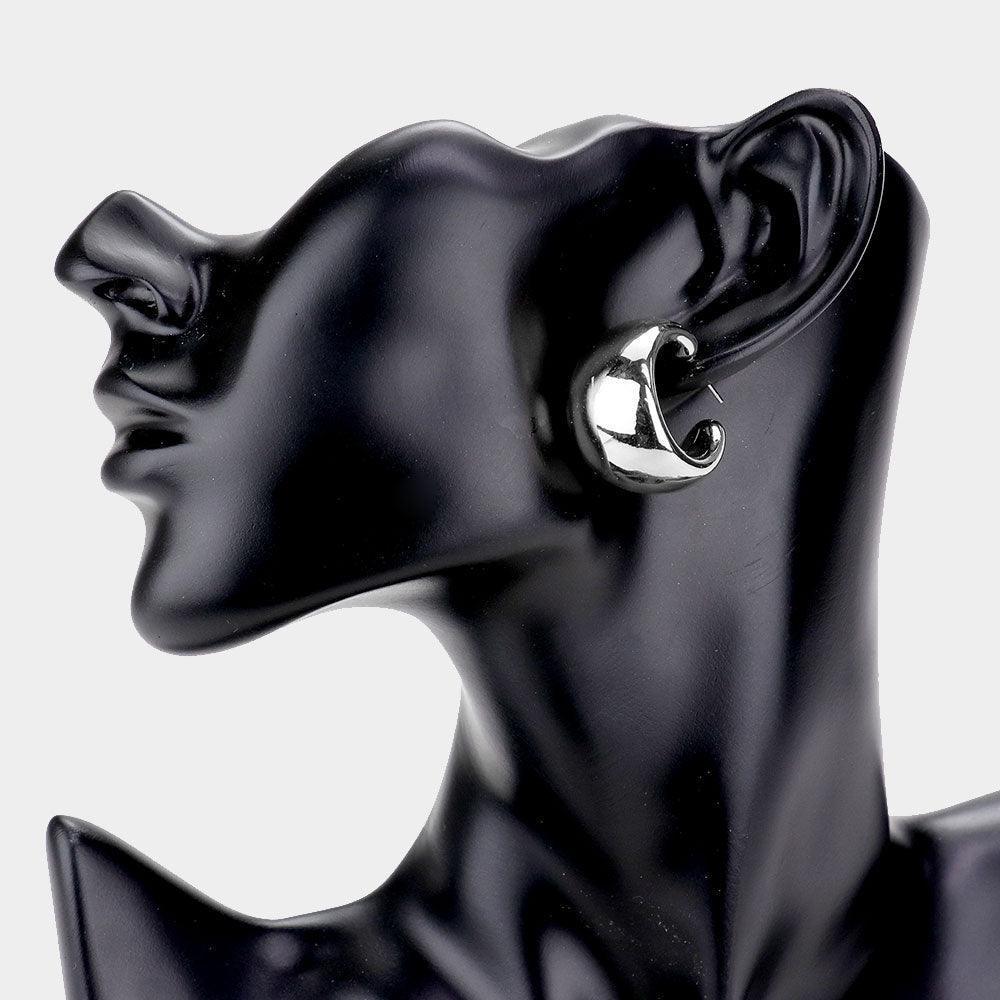 Bold Metal Half Hoop Earrings - Jewelry Store by Erik Rayo