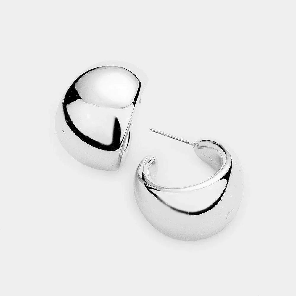 Bold Metal Half Hoop Earrings - Jewelry Store by Erik Rayo