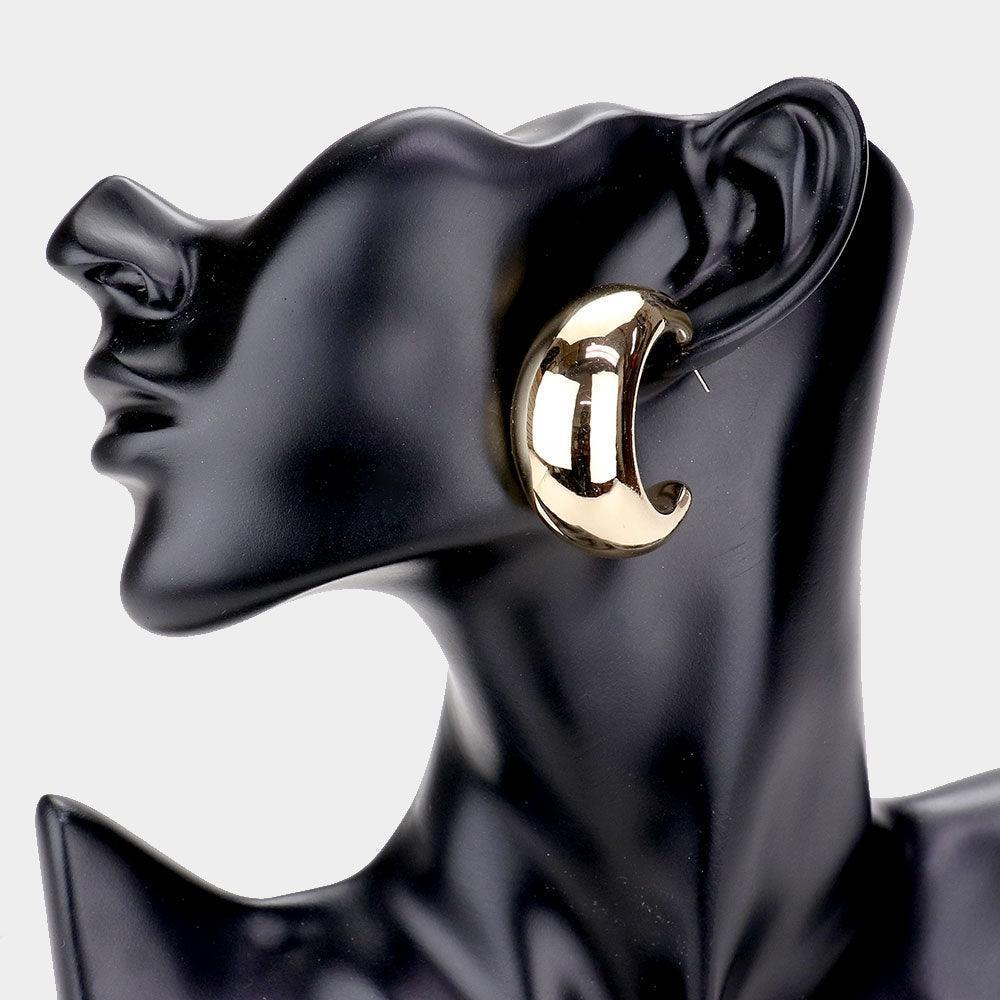 Gold Bold Metal Half Hoop Earrings - Jewelry Store by Erik Rayo