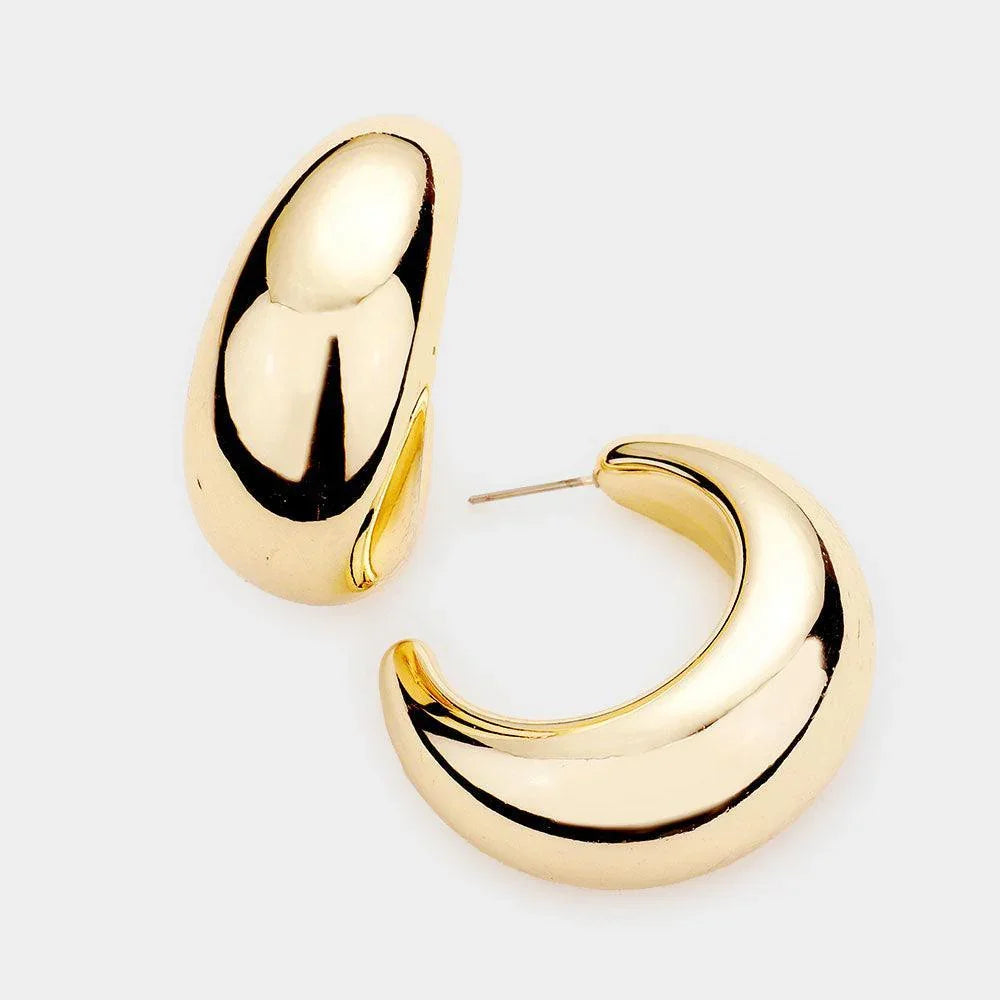 Gold Bold Metal Half Hoop Earrings - Jewelry Store by Erik Rayo