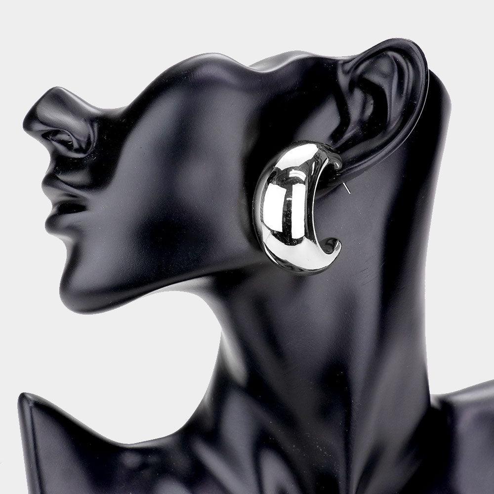 Bold Metal Half Hoop Earrings - Jewelry Store by Erik Rayo