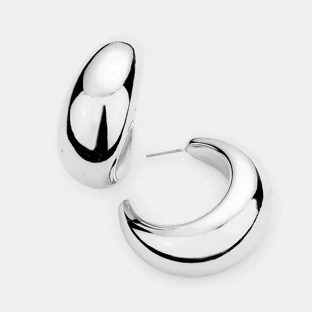 Bold Metal Half Hoop Earrings - Jewelry Store by Erik Rayo
