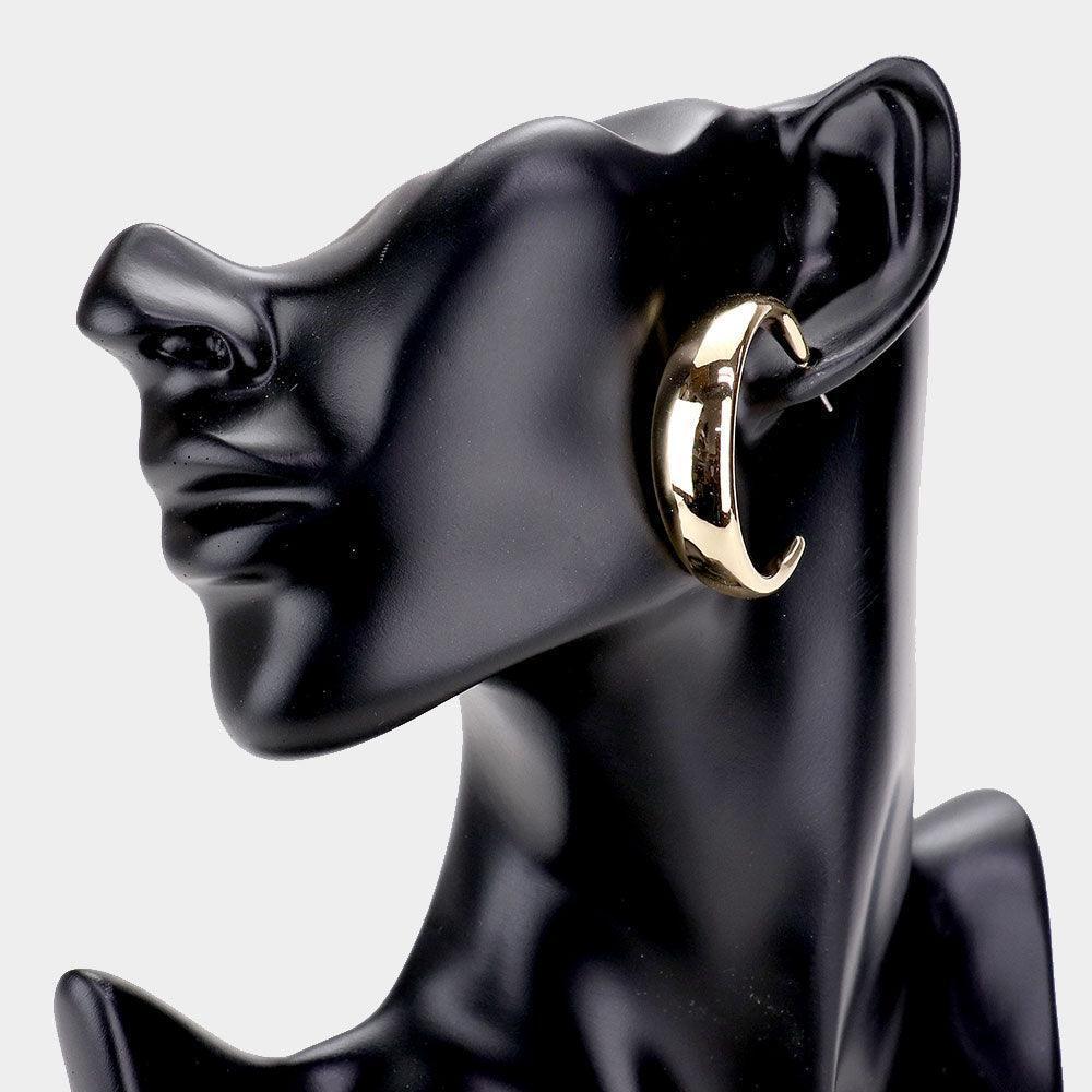 Gold Metal Half Hoop Earrings - Jewelry Store by Erik Rayo