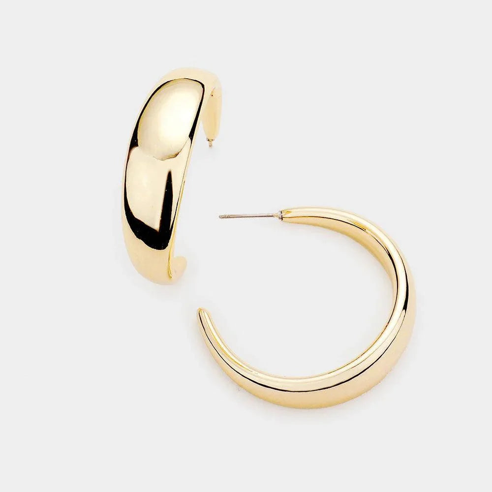 Gold Metal Half Hoop Earrings - Jewelry Store by Erik Rayo