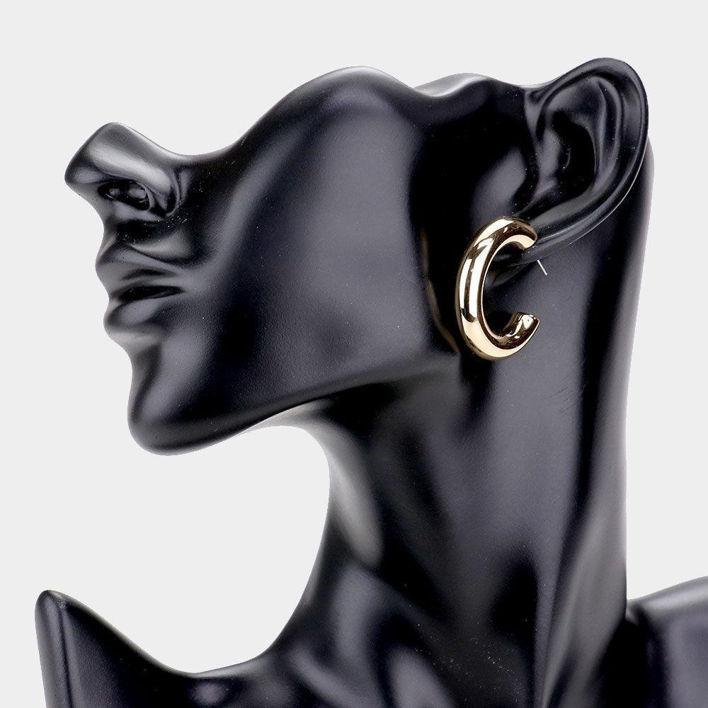Gold Bold Metal Half Hoop Earrings - Jewelry Store by Erik Rayo