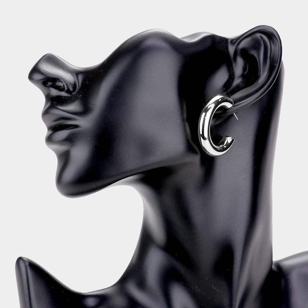 Bold Metal Half Hoop Earrings - Jewelry Store by Erik Rayo