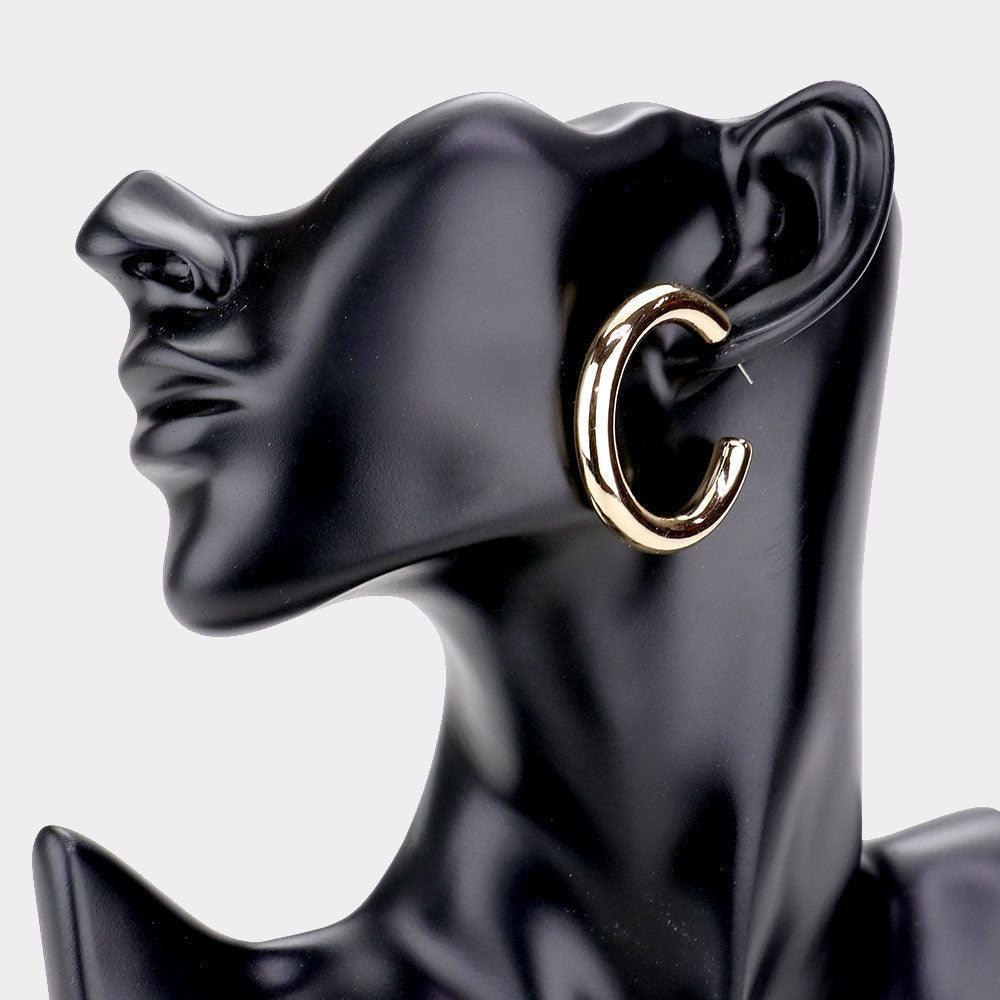 Gold Bold Metal Half Hoop Earrings - Jewelry Store by Erik Rayo