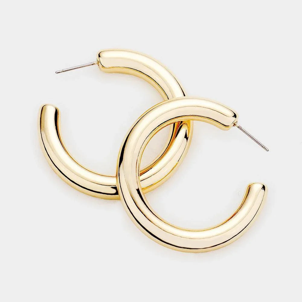 Gold Bold Metal Half Hoop Earrings - Jewelry Store by Erik Rayo