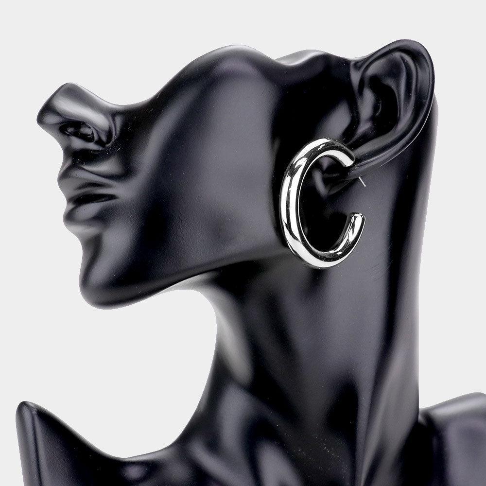 Bold Metal Half Hoop Earrings - Jewelry Store by Erik Rayo