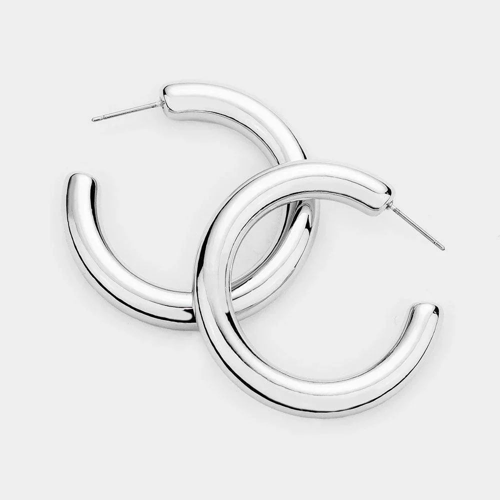 Bold Metal Half Hoop Earrings - Jewelry Store by Erik Rayo