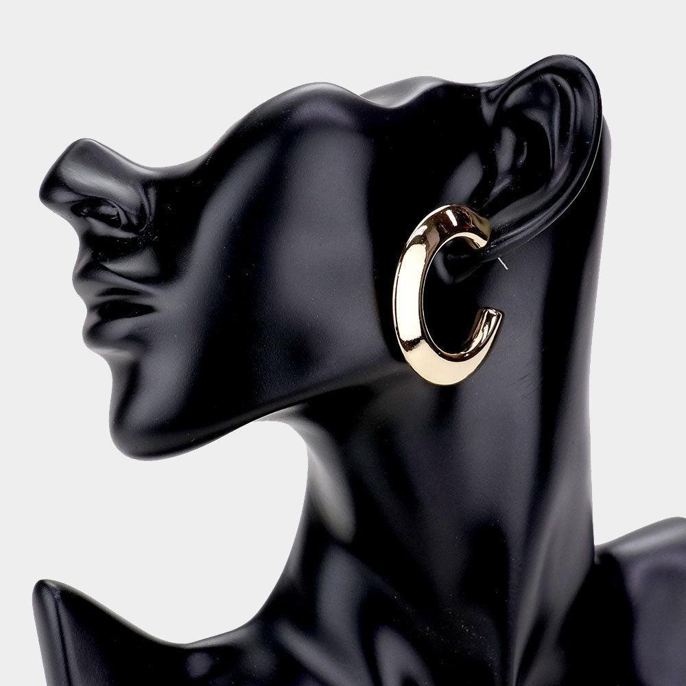 Gold Bold Metal Half Hoop Earrings - Jewelry Store by Erik Rayo