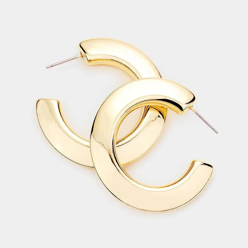Gold Bold Metal Half Hoop Earrings - Jewelry Store by Erik Rayo