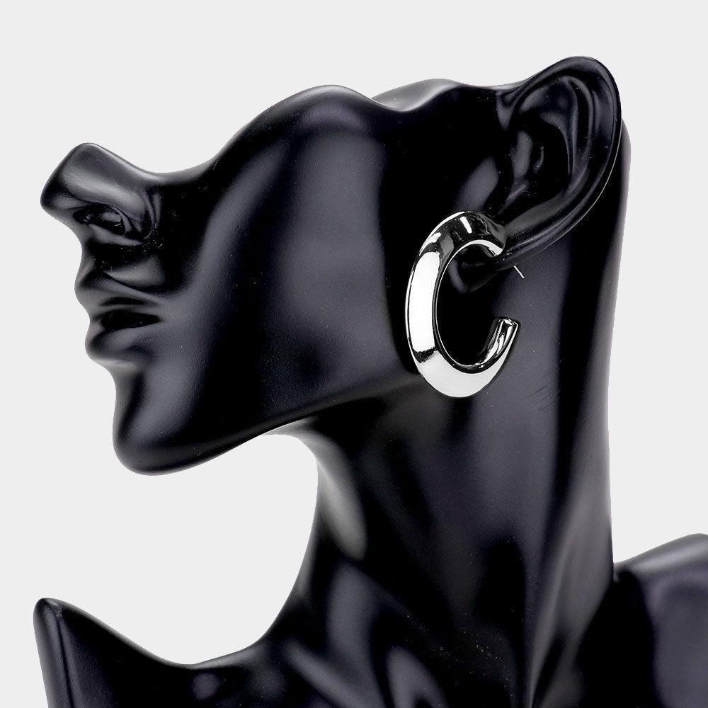 Bold Metal Half Hoop Earrings - Jewelry Store by Erik Rayo