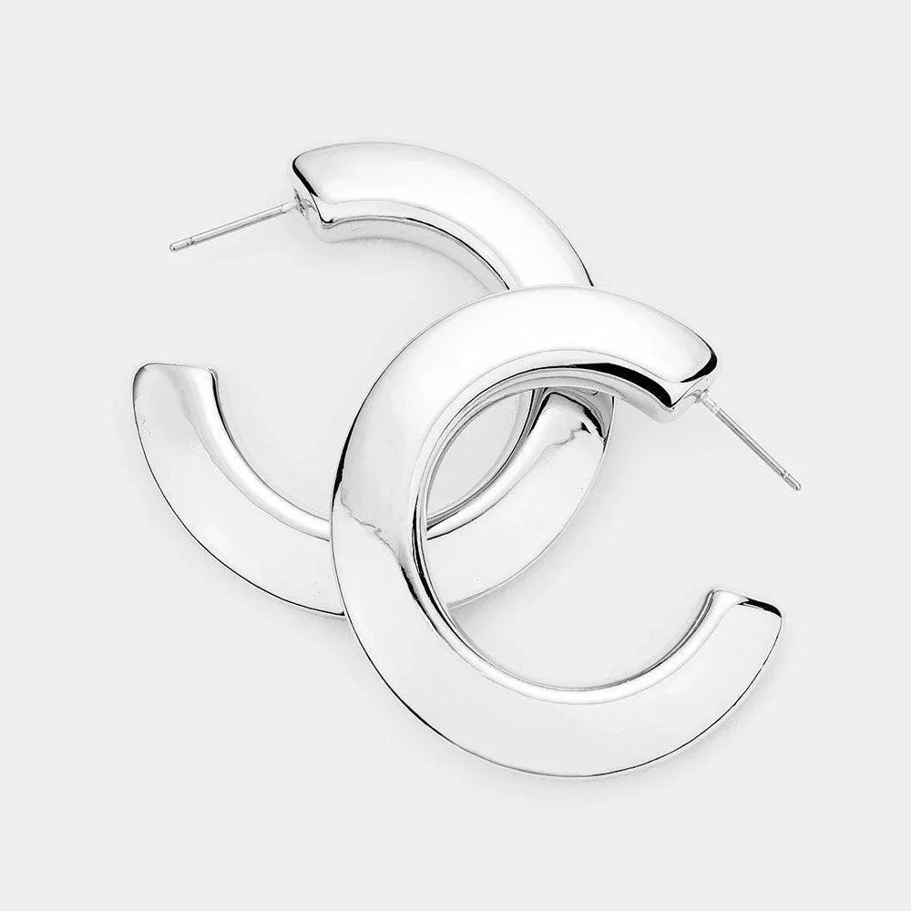 Bold Metal Half Hoop Earrings - Jewelry Store by Erik Rayo