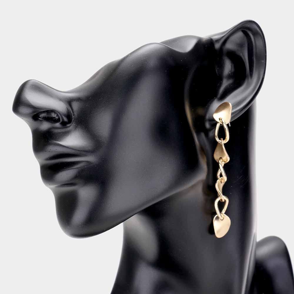 Gold Geometric Twisted Metal Link Dangle Earrings - Jewelry Store by Erik Rayo