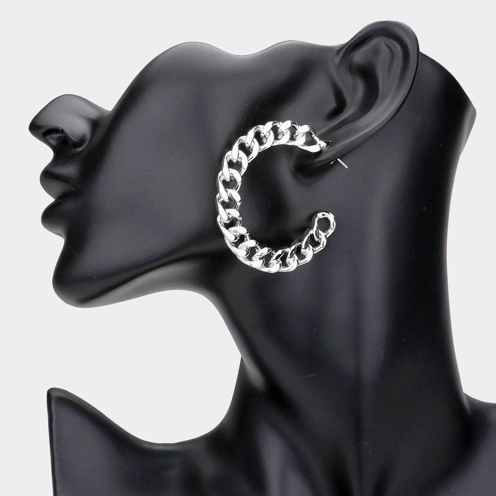 Metal Chain Hoop Earrings