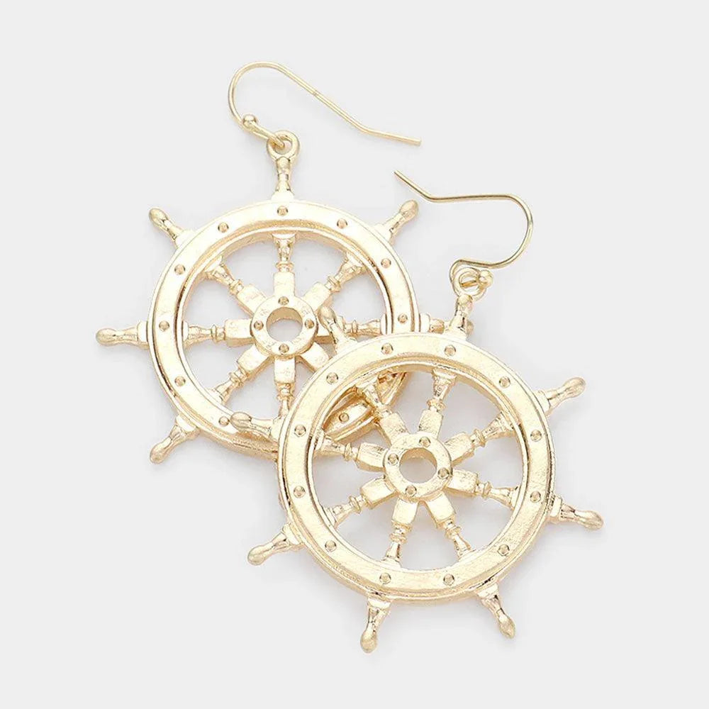 Gold Metal Ship Heel Dangle Earrings - Jewelry Store by Erik Rayo