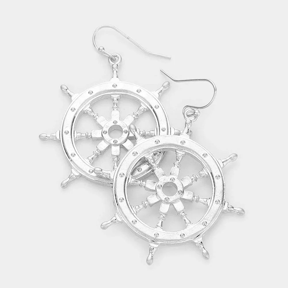 Silver Metal Ship Heel Dangle Earrings - Jewelry Store by Erik Rayo