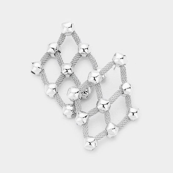 Metal Ball Detail Net Earrings - Jewelry Store by Erik Rayo