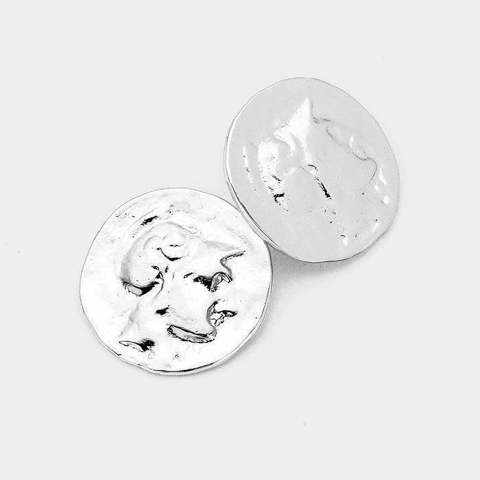 Metal Coin Stud Earrings
