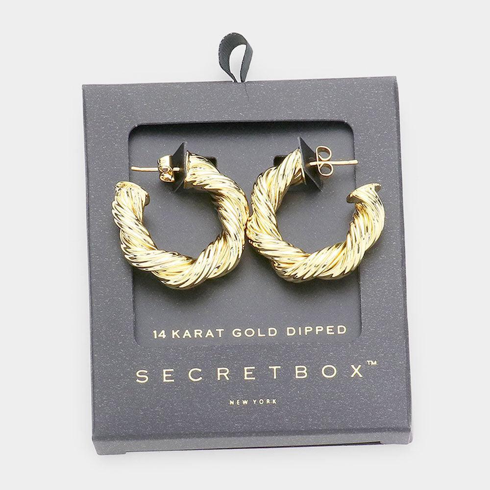 14K Gold Dipped Twisted Bold Metal Hoop Earrings - Jewelry Store by Erik Rayo