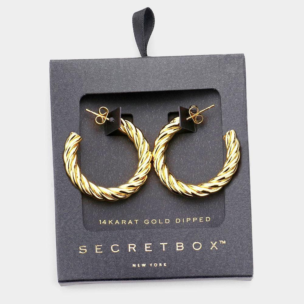 14K Gold Dipped Twisted Metal Hoop Earrings - Jewelry Store by Erik Rayo