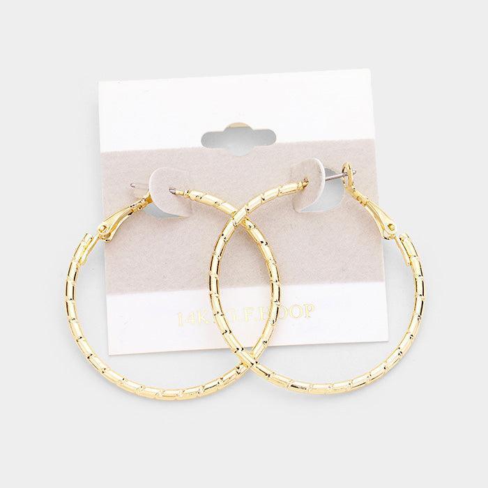 Gold 14K Gold Filled Textured Hoop Earrings - Jewelry Store by Erik Rayo