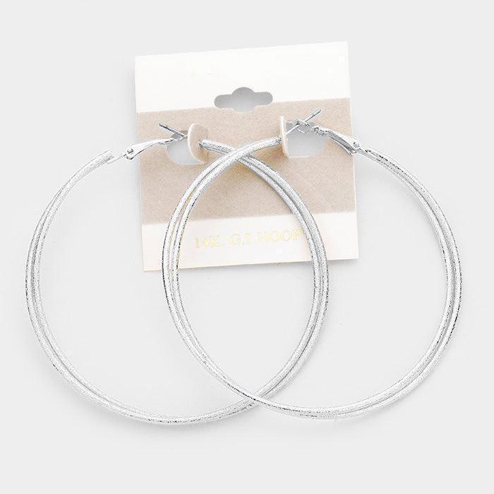 Gold 14k White Gold Filled Double Textured Hoop Earrings - Jewelry Store by Erik Rayo