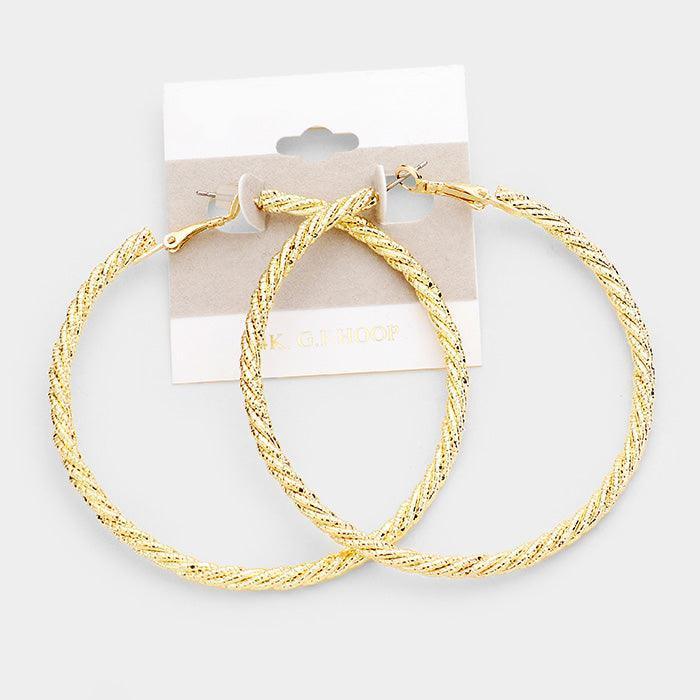 Gold 14k Gold Filled Twisted Textured Hoop Earrings - Jewelry Store by Erik Rayo