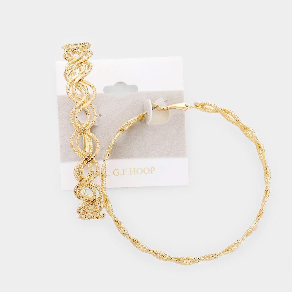 Gold 14K Gold Filled Wavy Metal Hoop Earrings - Jewelry Store by Erik Rayo