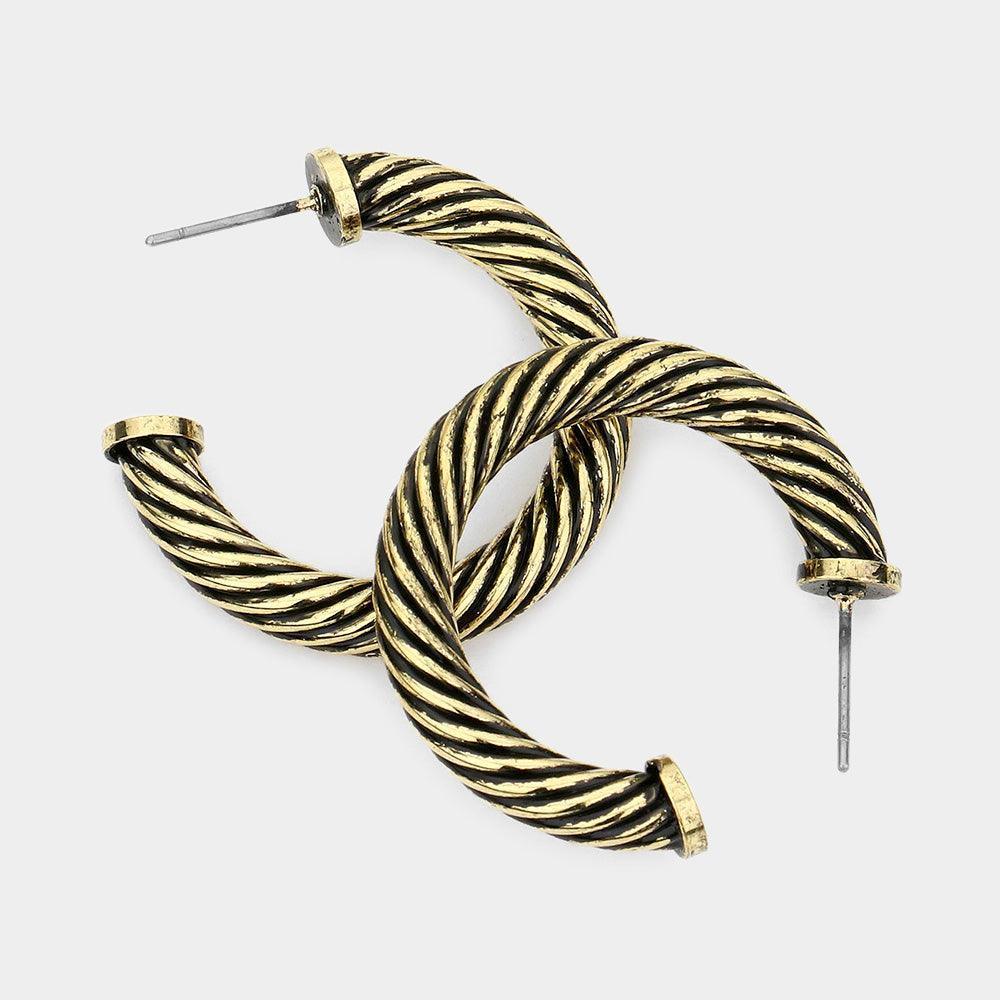 Gold Antique Metal Hoop Earrings - Jewelry Store by Erik Rayo