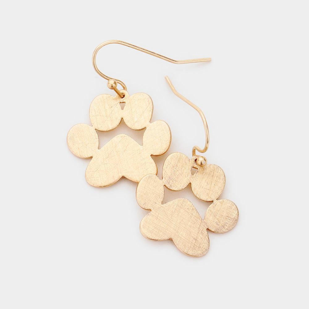 Gold Metal Dog Paw Earrings - Jewelry Store by Erik Rayo