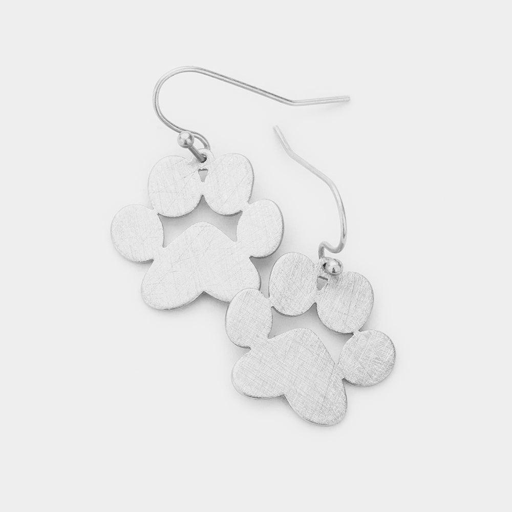 Silver Metal Dog Paw Earrings - Jewelry Store by Erik Rayo