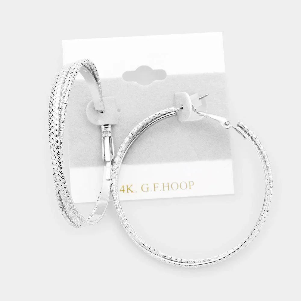 Textured Open Circle Twist Open Hoop Earrings - Jewelry Store by Erik Rayo