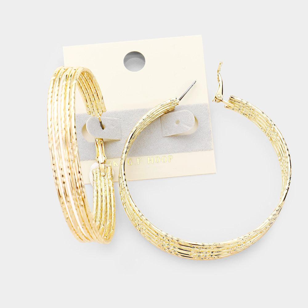 Gold 
Brass 14K Gold Filled Textured Metal Hoop Earrings - Jewelry Store by Erik Rayo