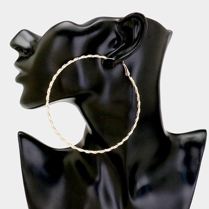 Gold Gold Dipped Textured Metal Hoop Earrings - Jewelry Store by Erik Rayo