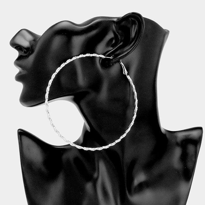 Gold White Gold Dipped Textured Metal Hoop Earrings - Jewelry Store by Erik Rayo